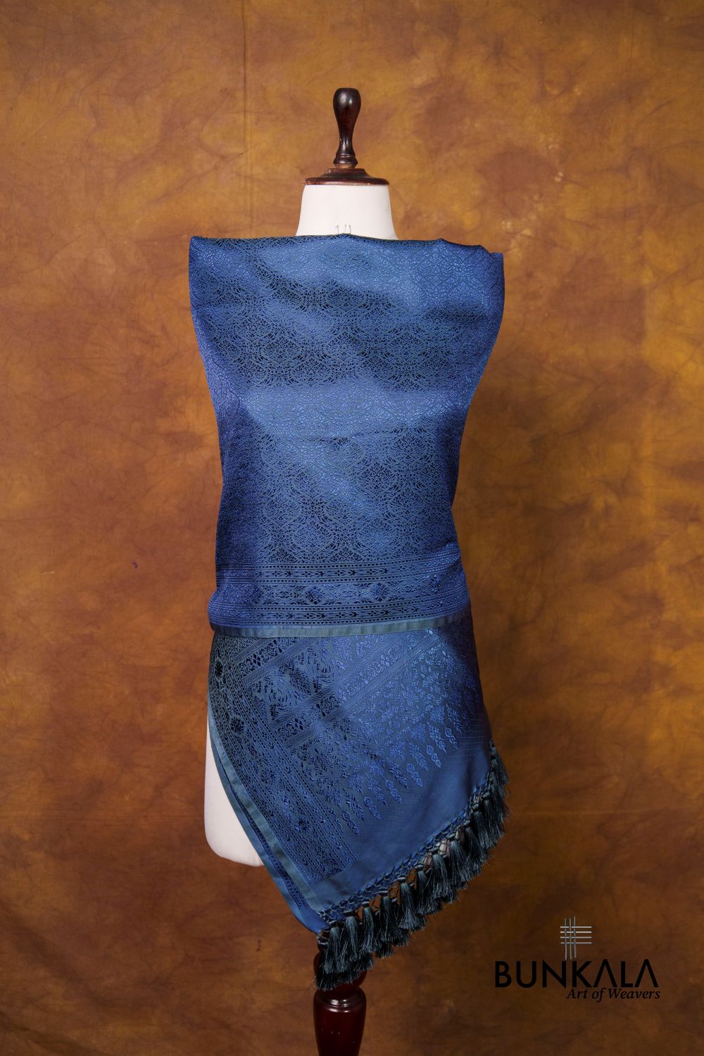 Navy Blue Mashru Silk Brocade Resham Weaved Banarasi Dupatta