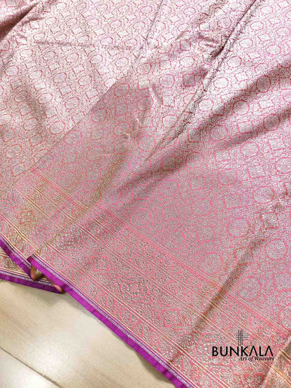 Neon Pink Tone Brocade Weaved Banarasi Mashru Silk Saree