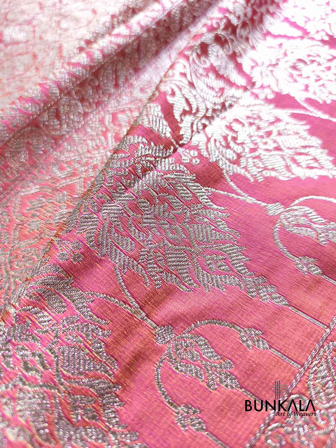 Neon Pink Tone Brocade Weaved Banarasi Mashru Silk Saree