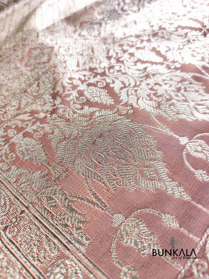 Nude Peach Shade Brocade Weaved Banarasi Mashru Silk Saree