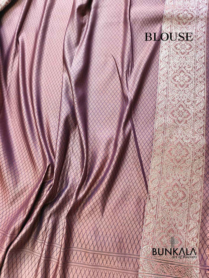 Nude Peach Shade Brocade Weaved Banarasi Mashru Silk Saree