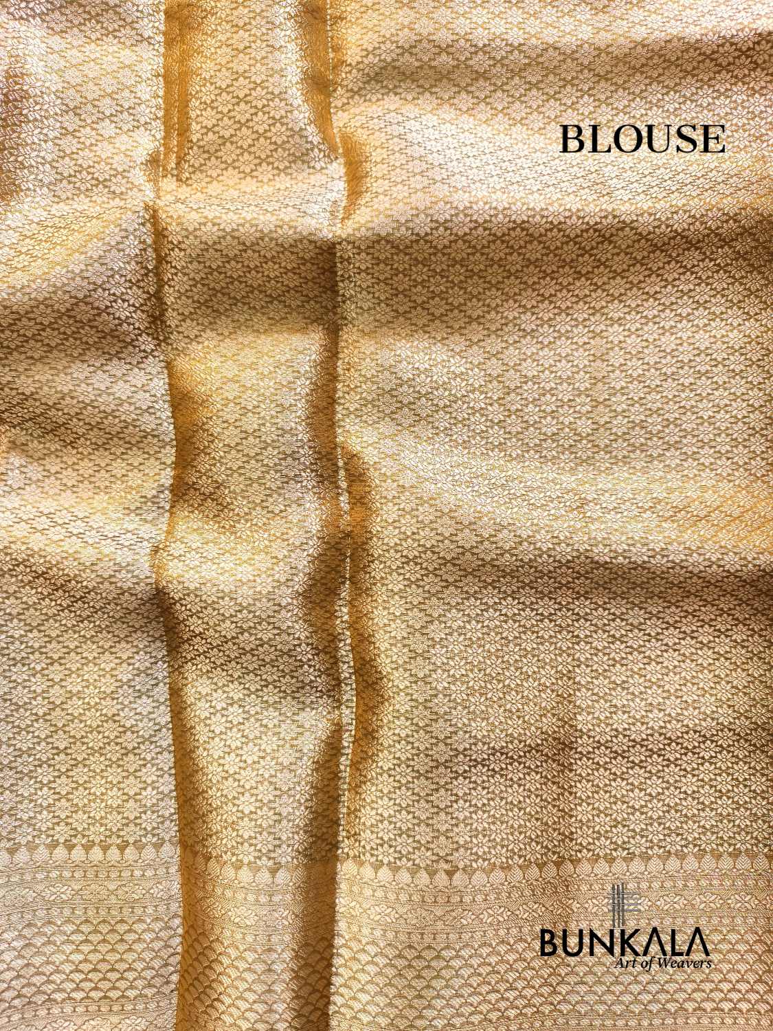 Olive Gold Plain Handloom Banarasi Pure Tissue Silk Saree 