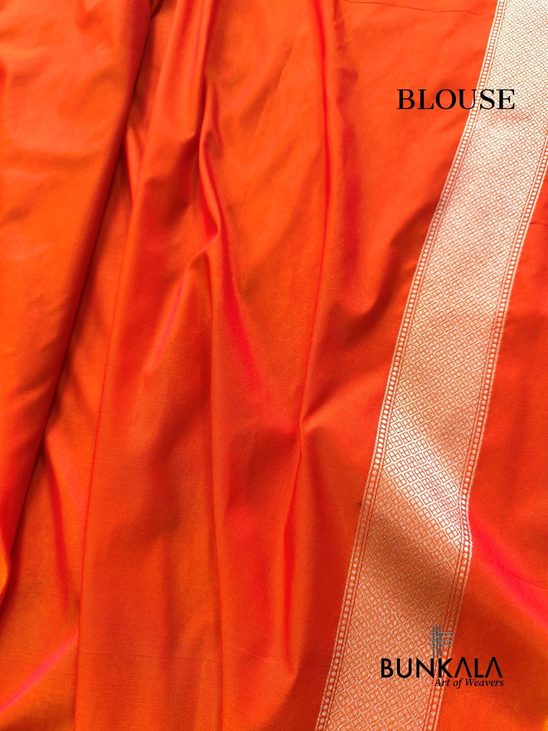 Orange Ektara Banarasi Jamdani Weaved Silk Saree