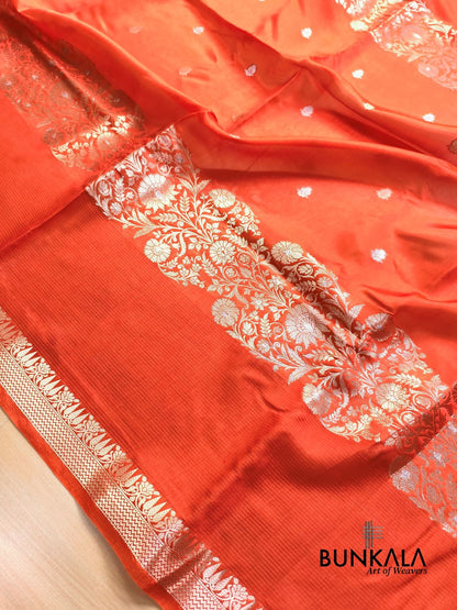 Orange Merab Design Pure Banarasi Mango Silk Saree 