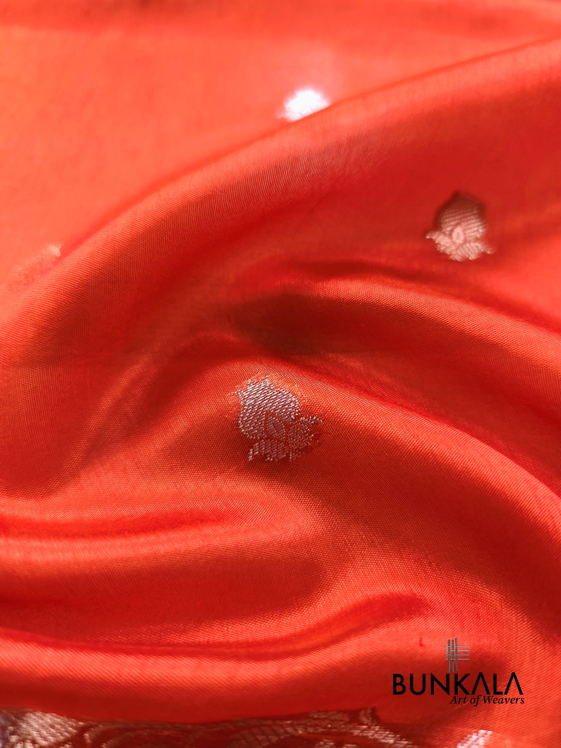Orange Merab Design Pure Banarasi Mango Silk Saree 