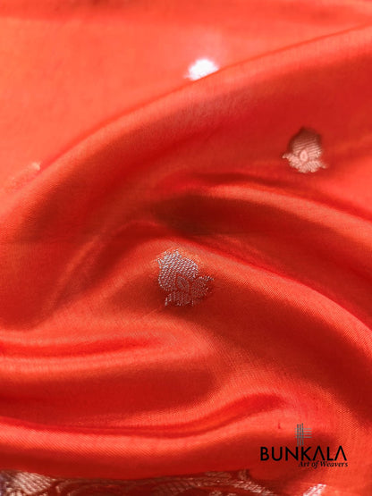Orange Merab Design Pure Banarasi Mango Silk Saree 