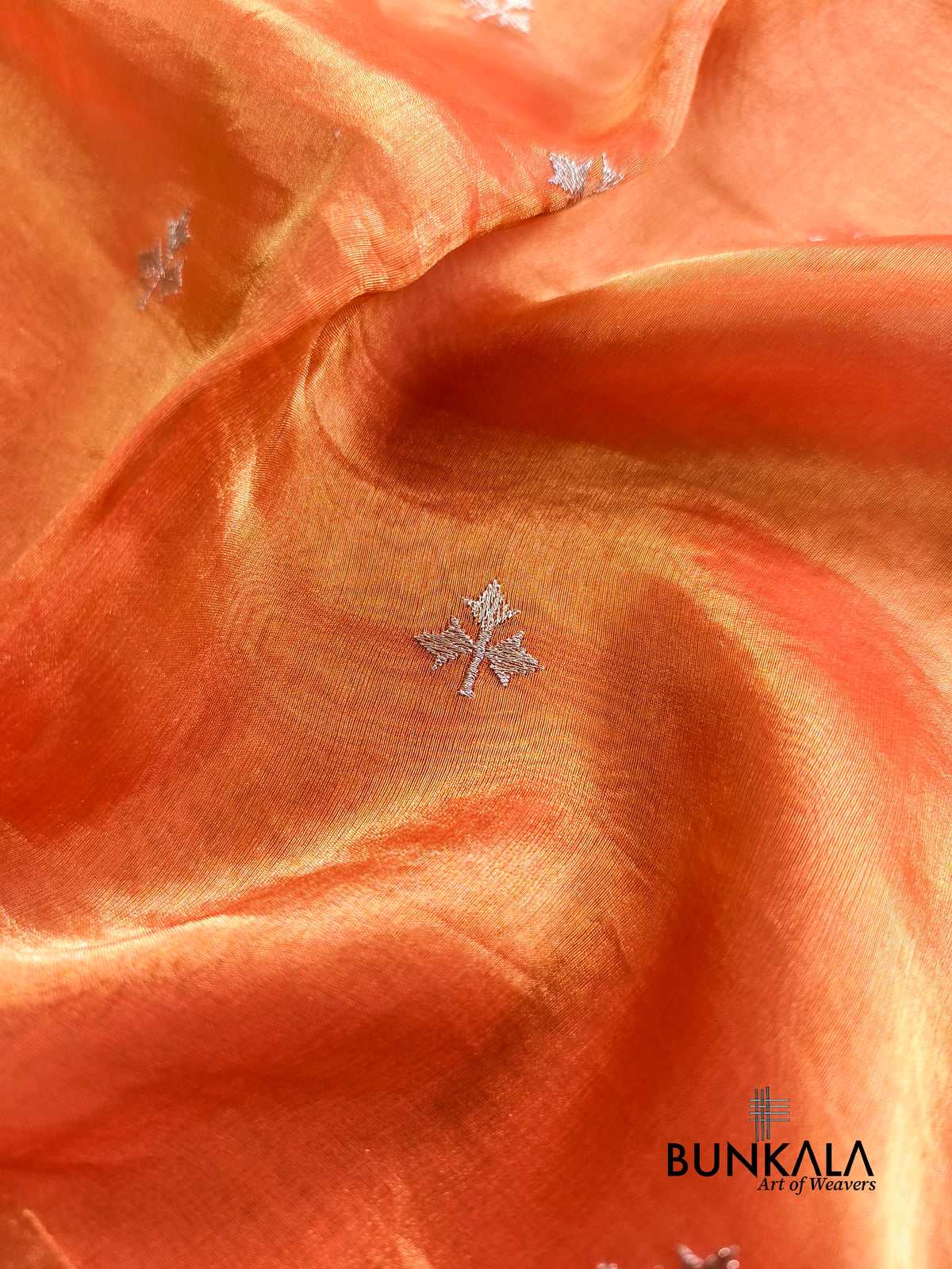 Orange Multicolour Paithani Border Banarasi Embroidery Tissue Silk Saree