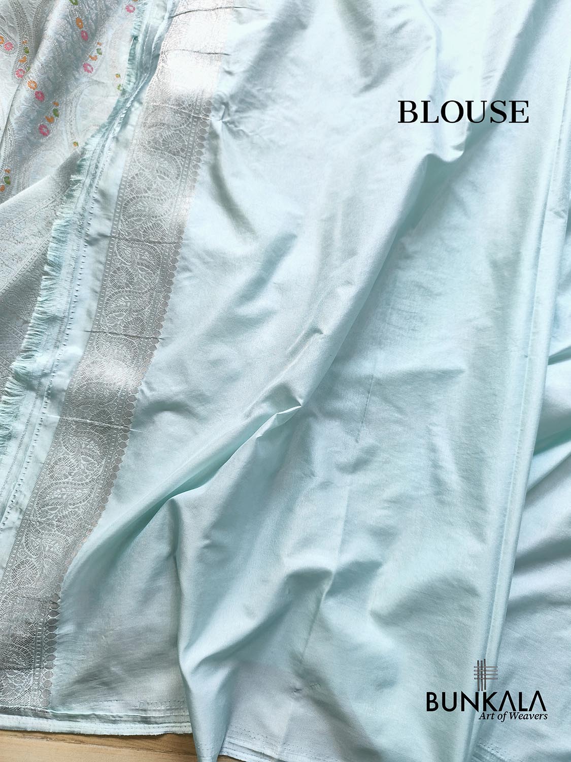 Paisley English Blue Brocade Meena Banarasi Mashru Silk Saree