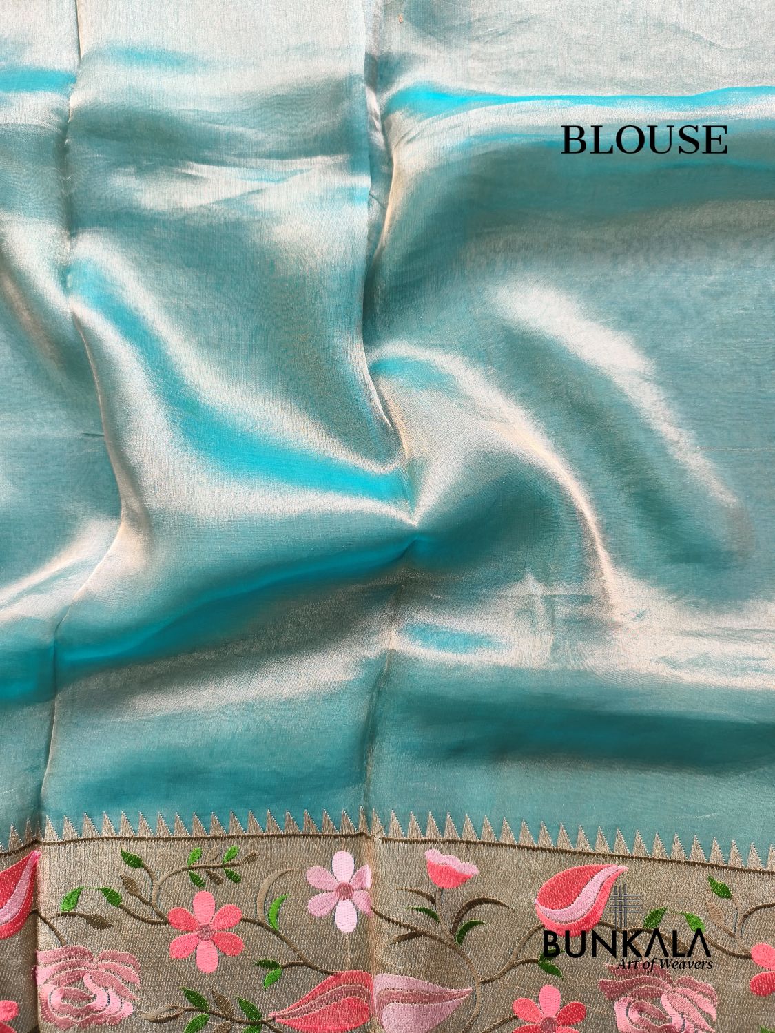Pastel Blue Multicolour Paithani Border Banarasi Embroidery Tissue Silk Saree