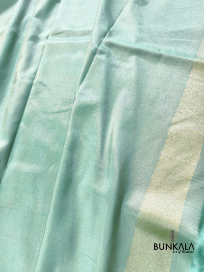 Pastel Greenish Blue Sona Rupa Leaf Buti Banarasi Tissue Silk Saree