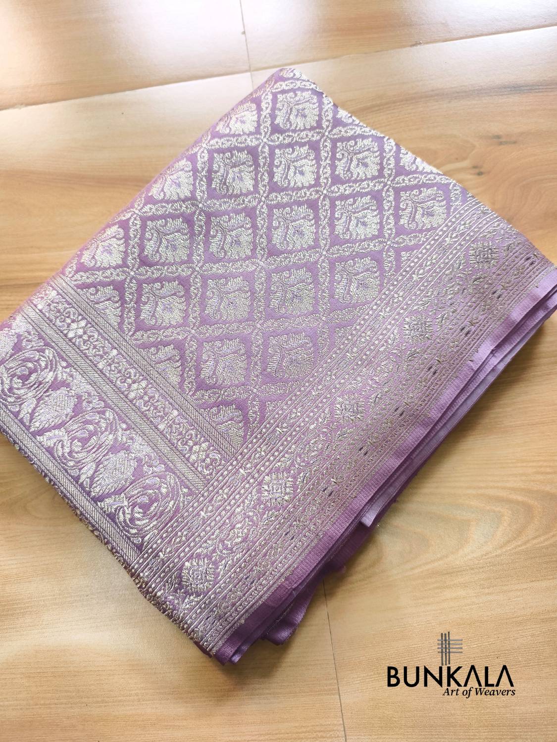 Pastel lavender Brocade Weaved Banarasi Mashru Silk Saree