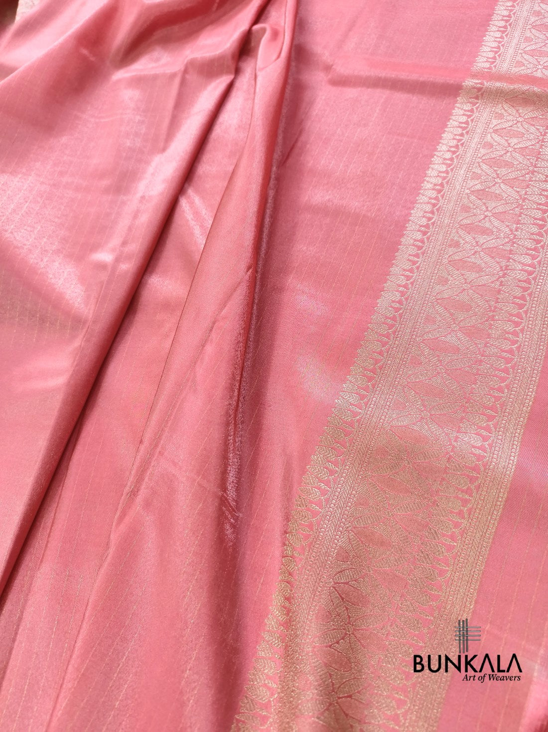 Peach Pink Shed Minakari Floral Buta Banarasi Tissue Silk Saree