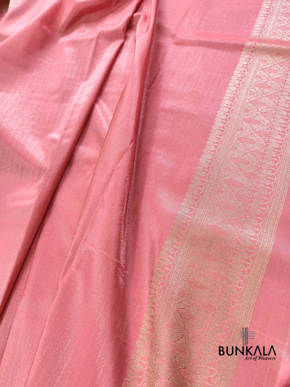 Peach Pink Shed Minakari Floral Buta Banarasi Tissue Silk Saree