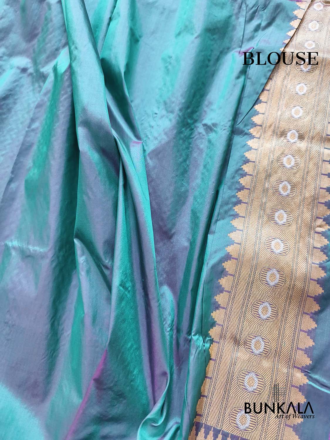 Peacock Blue Lotus Buti Handloom Banarasi Pure Katan Silk Saree