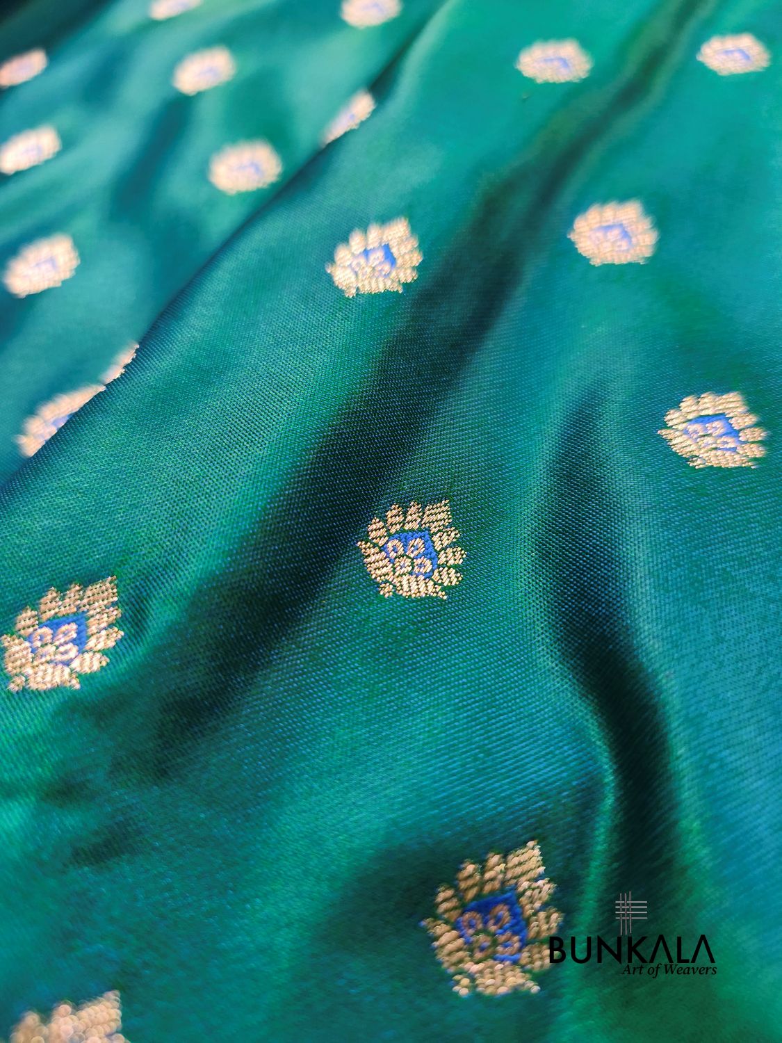 Peacock Green Meena Buti Banarasi Mashru Silk Saree
