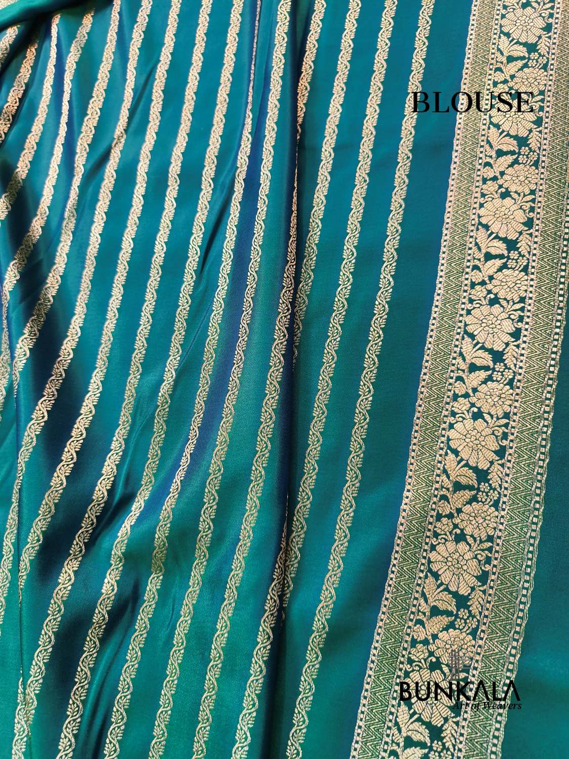 Peacock Green Meena Buti Banarasi Mashru Silk Saree