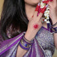 Deep Purple Mashru Silk Brocade Weaved Banarasi Saree