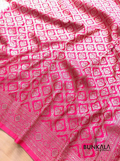 Pink Brocade Weaved Banarasi Mashru Silk Saree