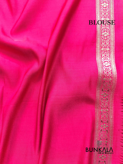 Pink Brocade Weaved Banarasi Mashru Silk Saree