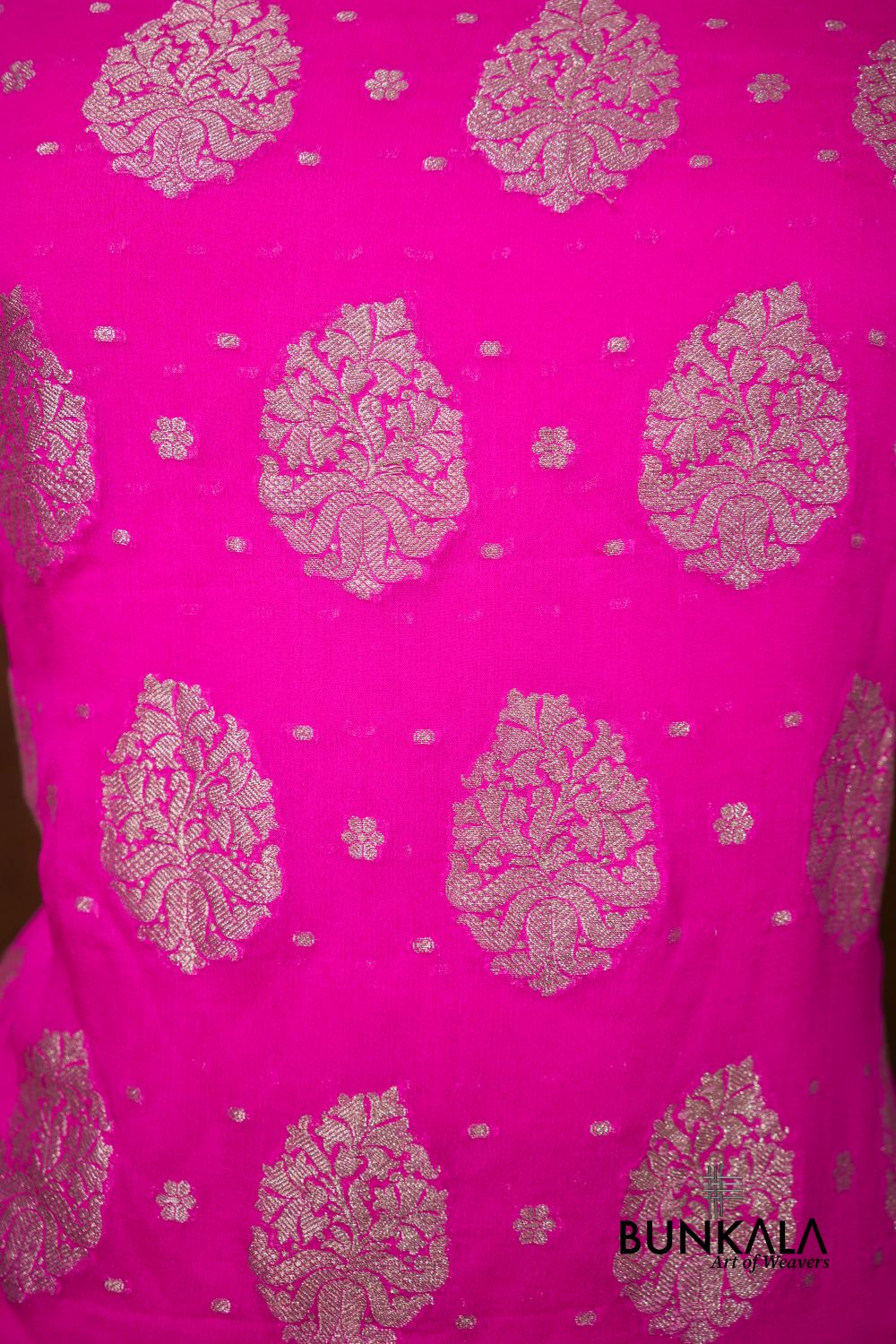 Pink Buta Banarasi Pure Chiffon Unstitched Suit Set