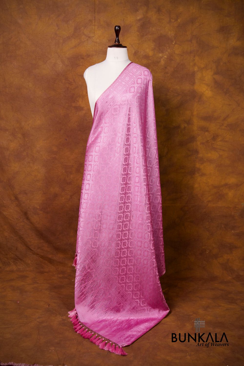 Pink Daimond Jaal Brocade Resham Weaved Banarasi Mashru Silk Dupatta 