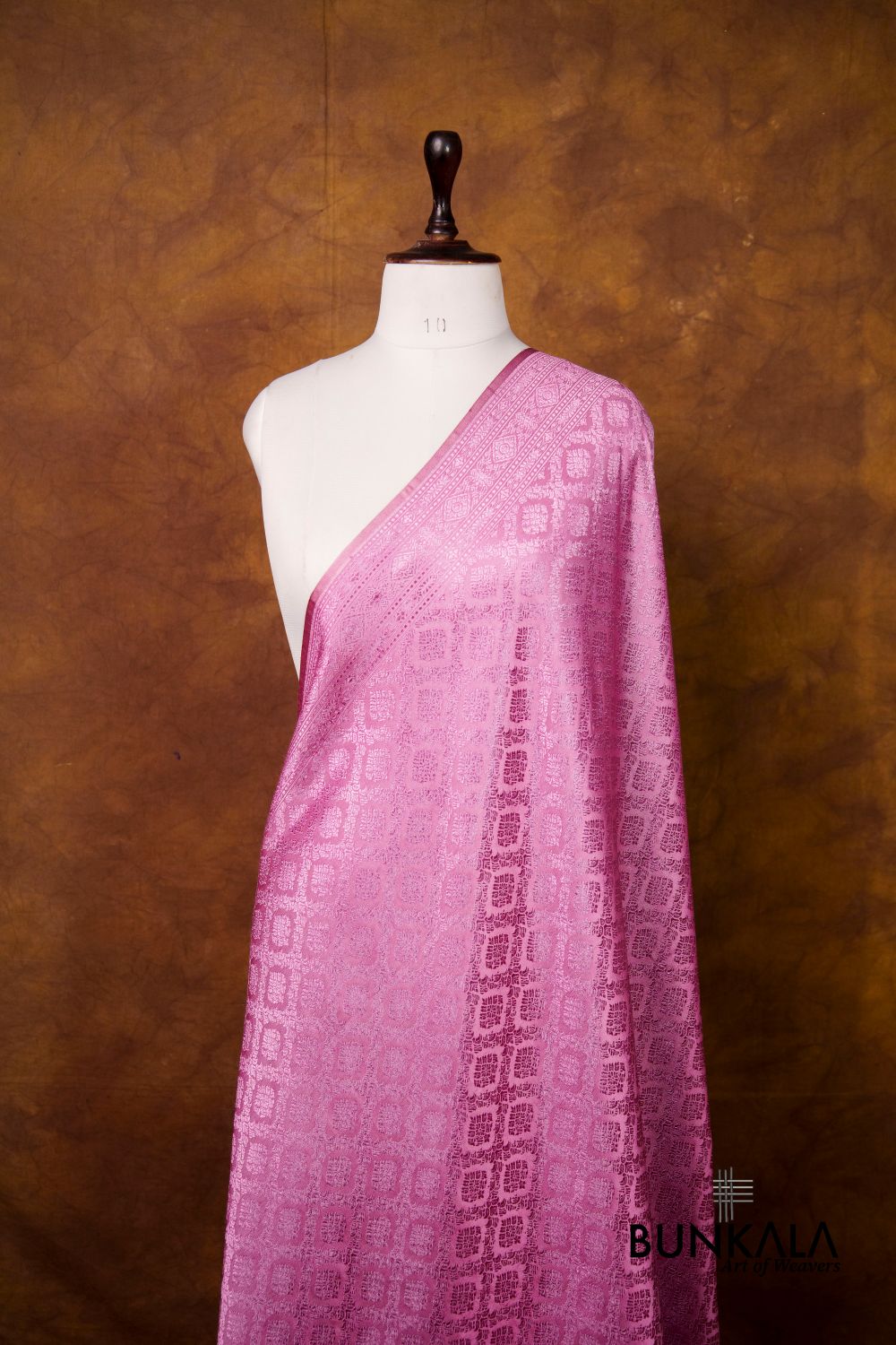 Pink Daimond Jaal Brocade Resham Weaved Banarasi Mashru Silk Dupatta 