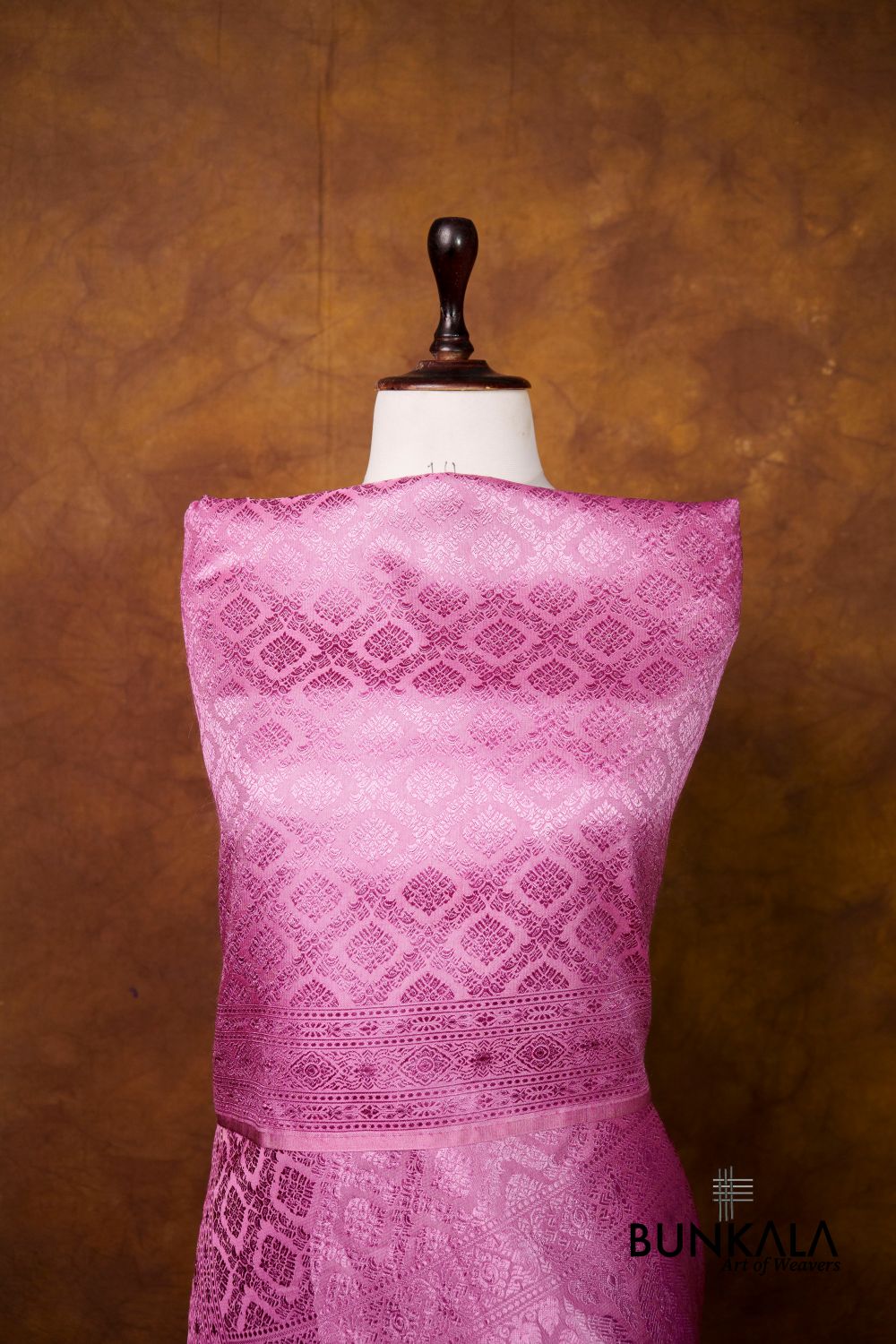 Pink Daimond Jaal Brocade Resham Weaved Banarasi Mashru Silk Dupatta 