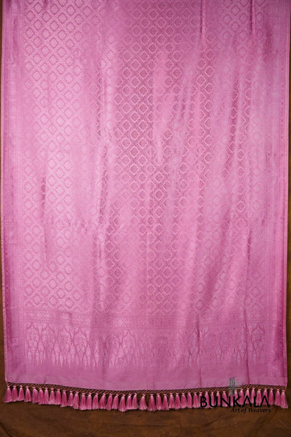 Pink Daimond Jaal Brocade Resham Weaved Banarasi Mashru Silk Dupatta 