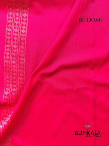 Pink Ektara Banarasi Jamdani Geometric Weaved Silk Saree
