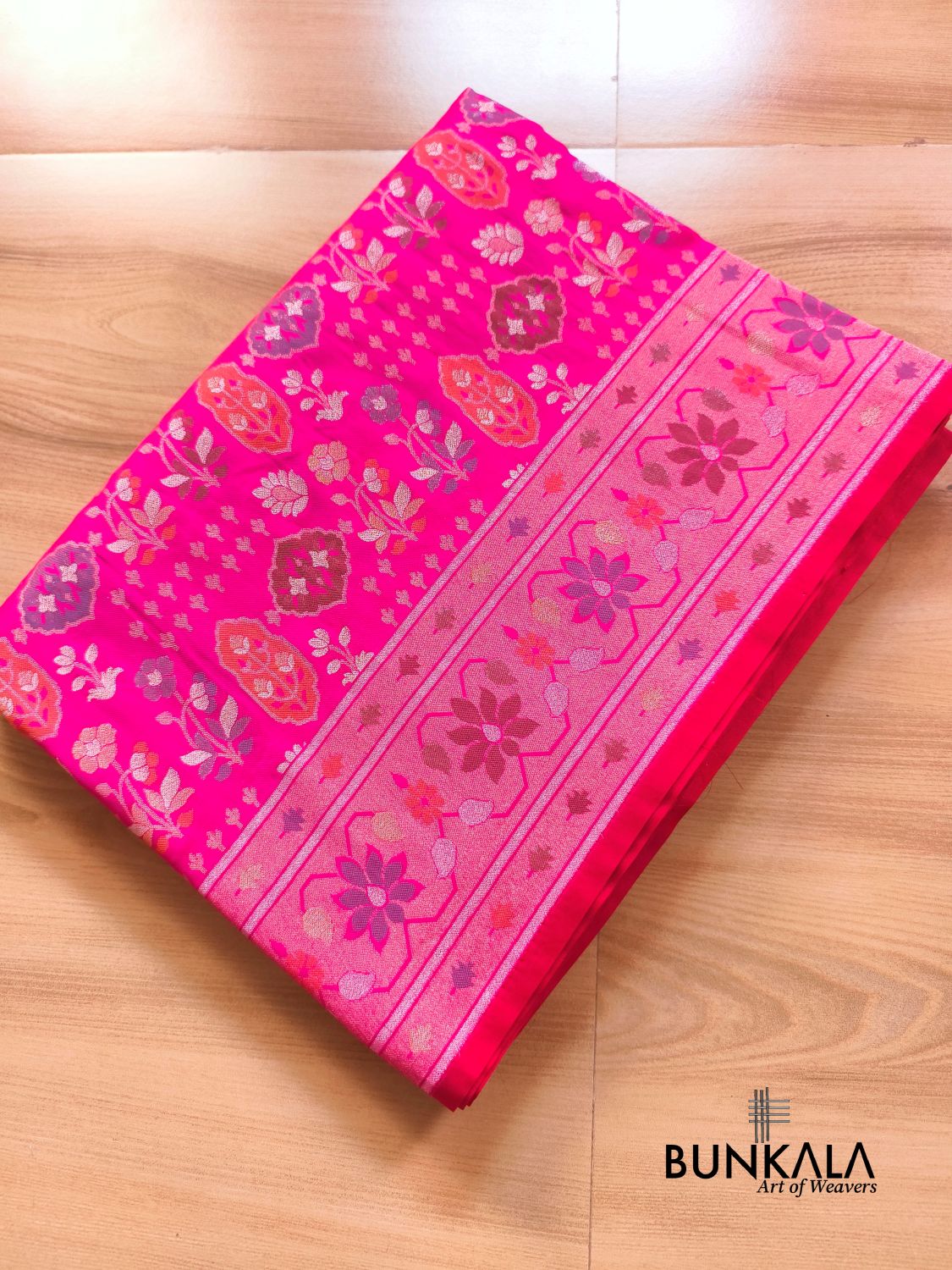 Pink Ektara Banarasi Jamdani Meenakari Weaved Silk Saree 