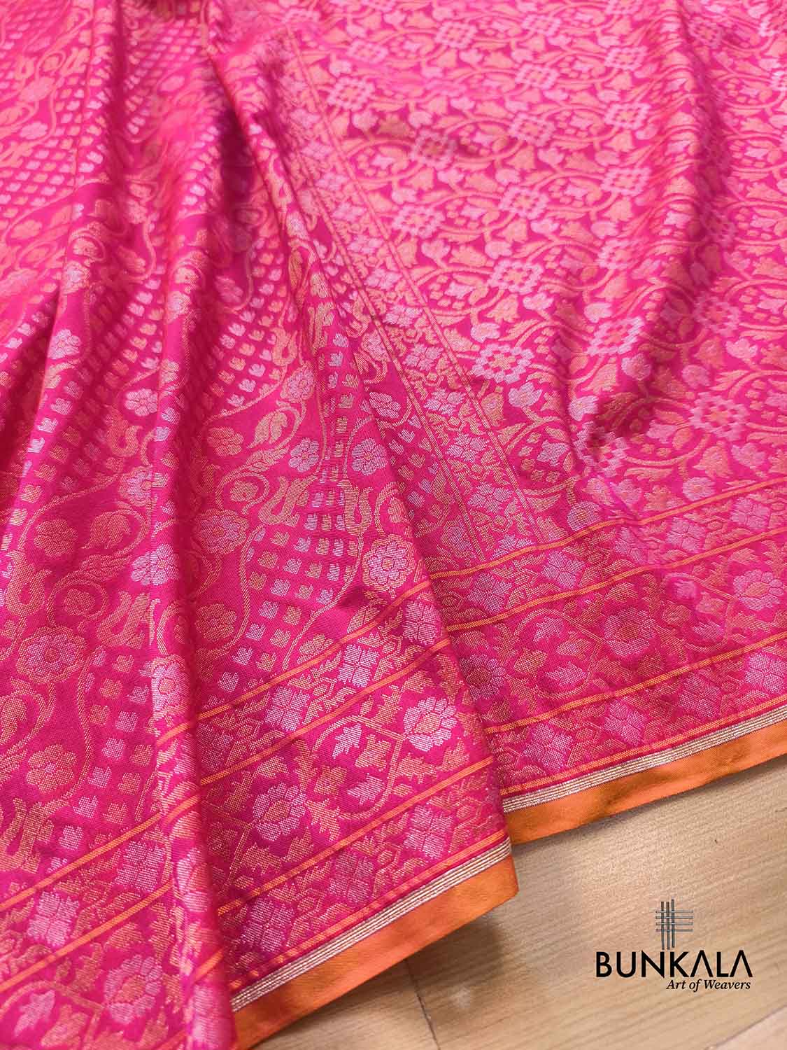 Pink Ektara Banarasi Jamdani Weaved Silk Saree