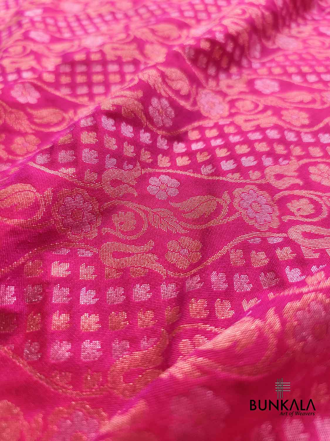 Pink Ektara Banarasi Jamdani Weaved Silk Saree