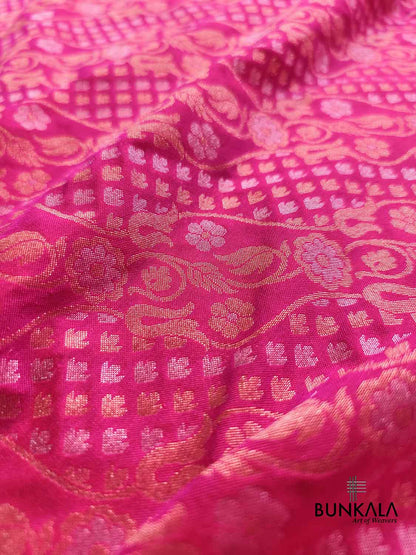 Pink Ektara Banarasi Jamdani Weaved Silk Saree
