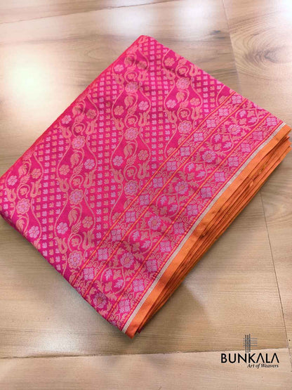 Pink Ektara Banarasi Jamdani Weaved Silk Saree