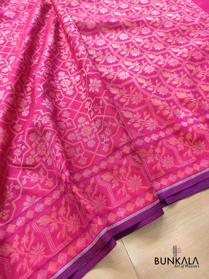 Pink Ektara Banarasi Jamdani Weaved Silk Saree