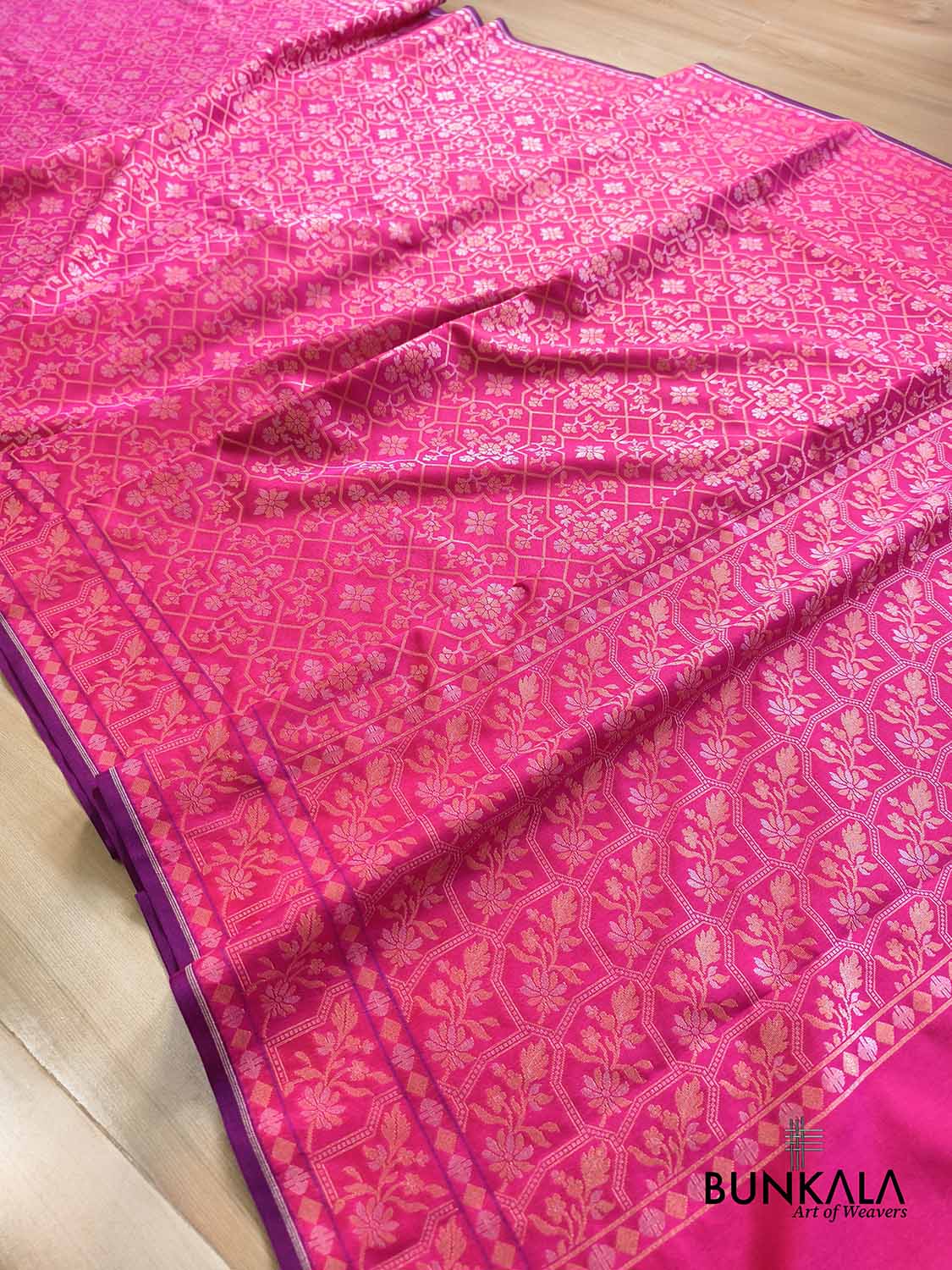 Pink Ektara Banarasi Jamdani Weaved Silk Saree