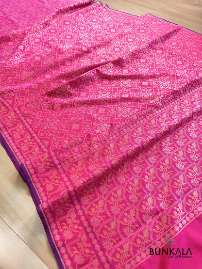 Pink Ektara Banarasi Jamdani Weaved Silk Saree