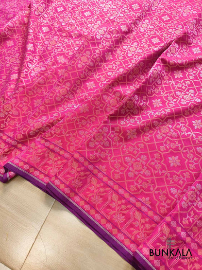Pink Ektara Banarasi Jamdani Weaved Silk Saree