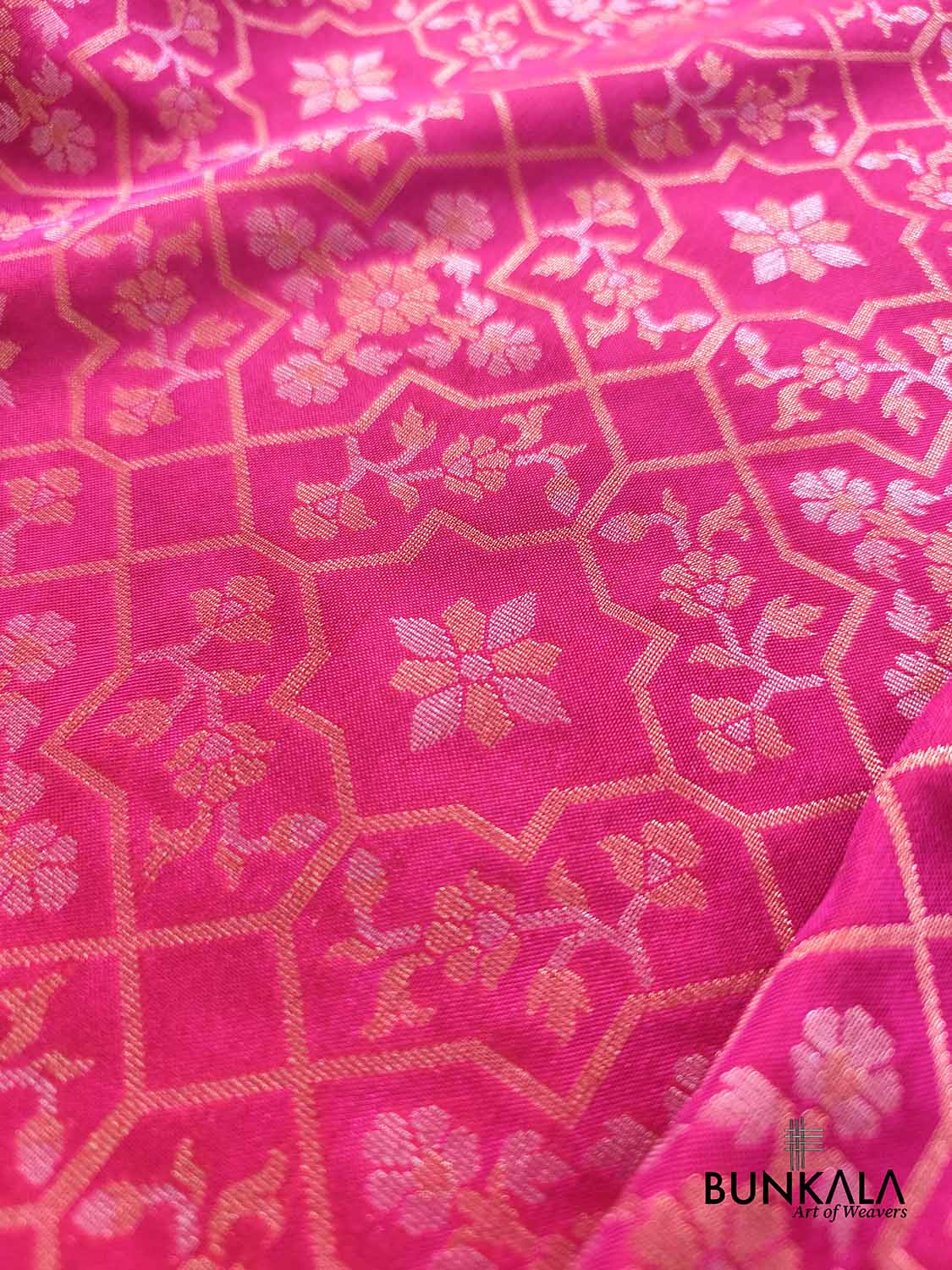 Pink Ektara Banarasi Jamdani Weaved Silk Saree