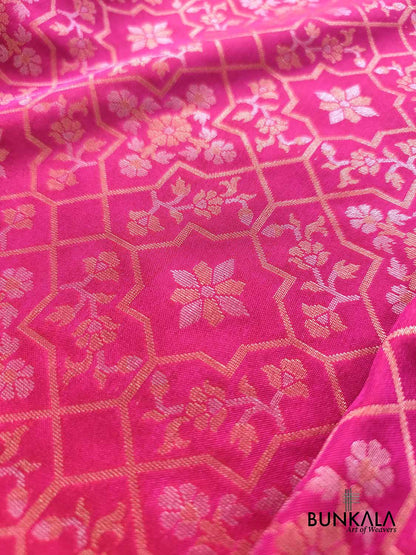 Pink Ektara Banarasi Jamdani Weaved Silk Saree