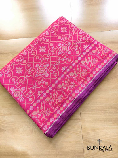 Pink Ektara Banarasi Jamdani Weaved Silk Saree