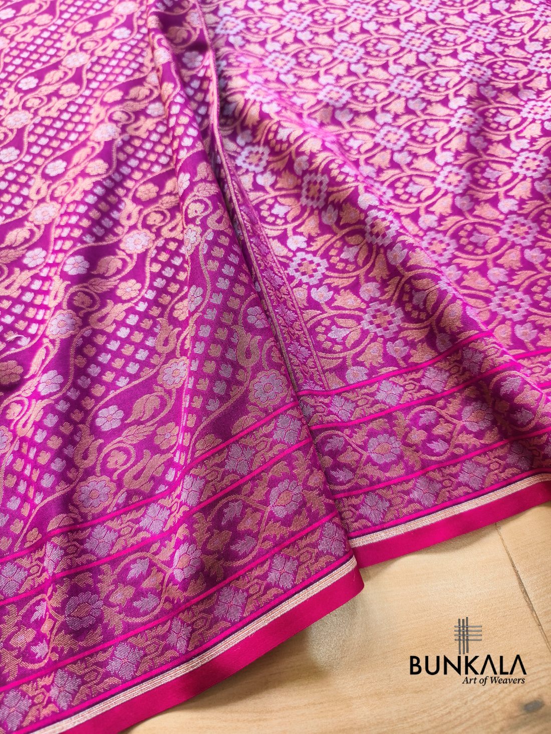 Pink Ektara Banarasi Jamdani Weaved Silk Saree