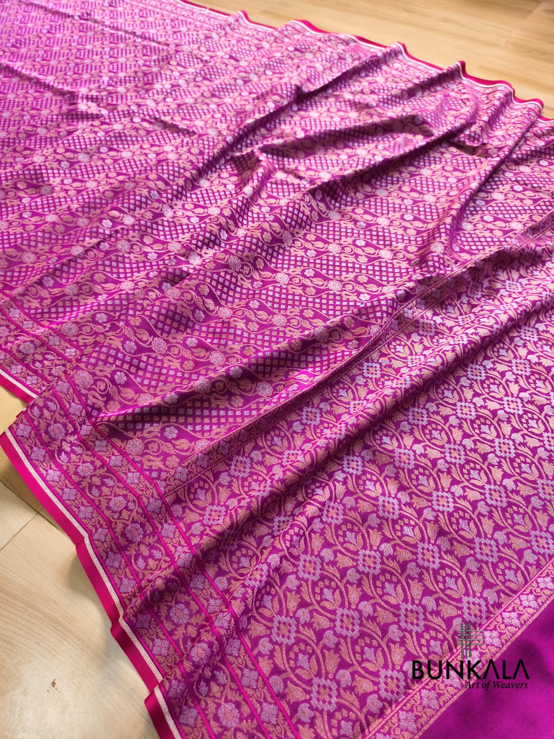 Pink Ektara Banarasi Jamdani Weaved Silk Saree