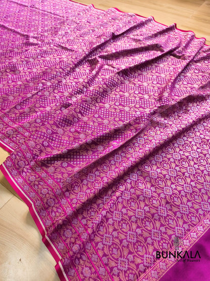 Pink Ektara Banarasi Jamdani Weaved Silk Saree