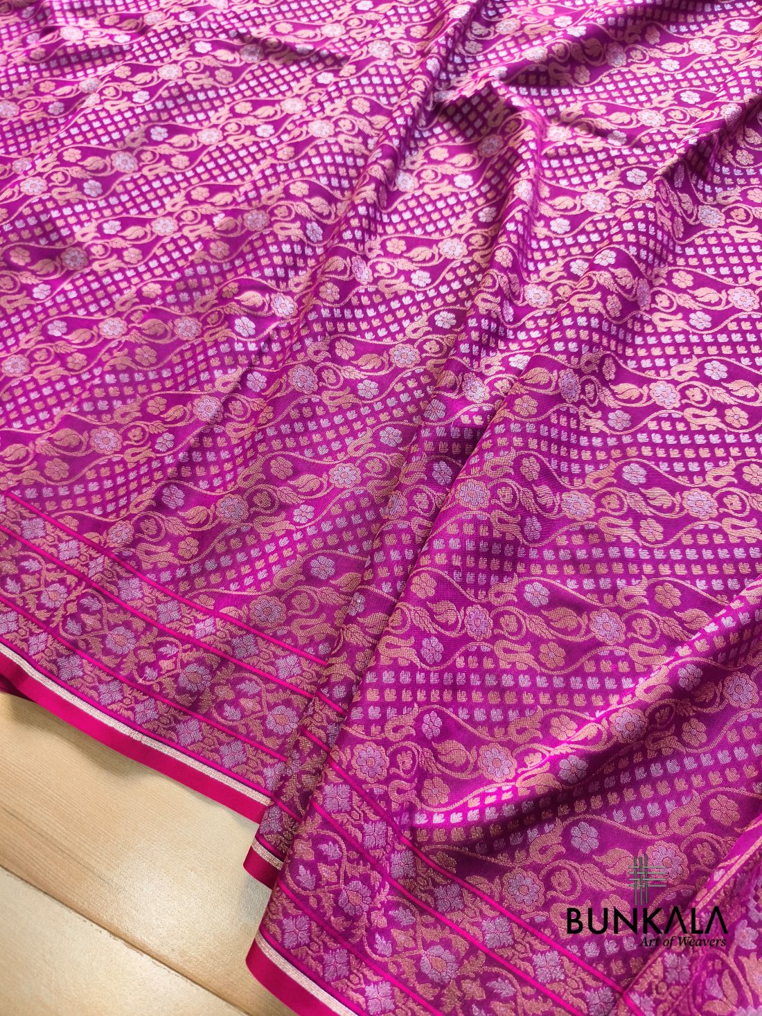 Pink Ektara Banarasi Jamdani Weaved Silk Saree
