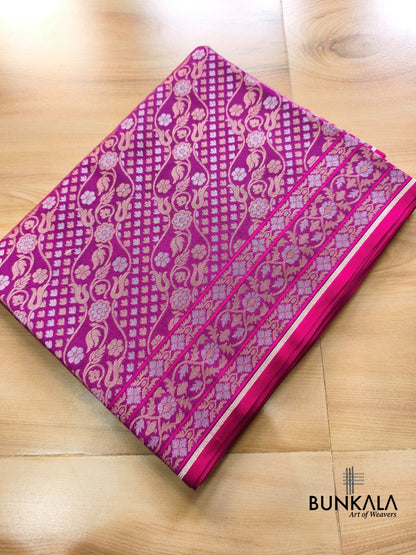 Pink Ektara Banarasi Jamdani Weaved Silk Saree