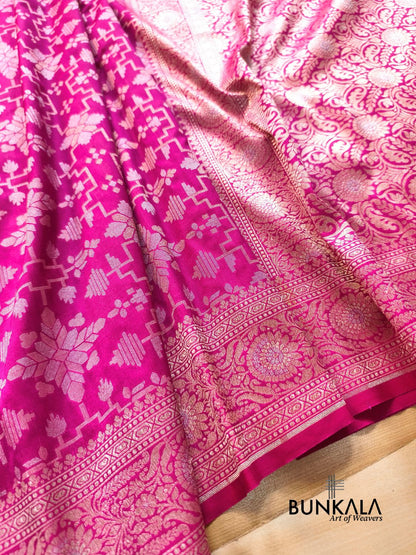 Pink Ektara Banarasi Jamdani Weaved Silk Saree