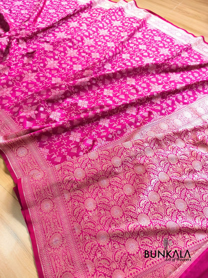 Pink Ektara Banarasi Jamdani Weaved Silk Saree