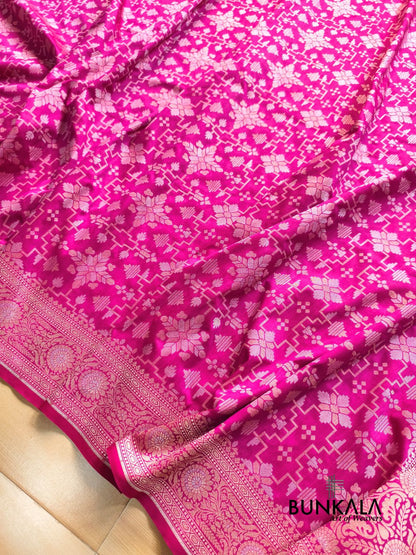 Pink Ektara Banarasi Jamdani Weaved Silk Saree
