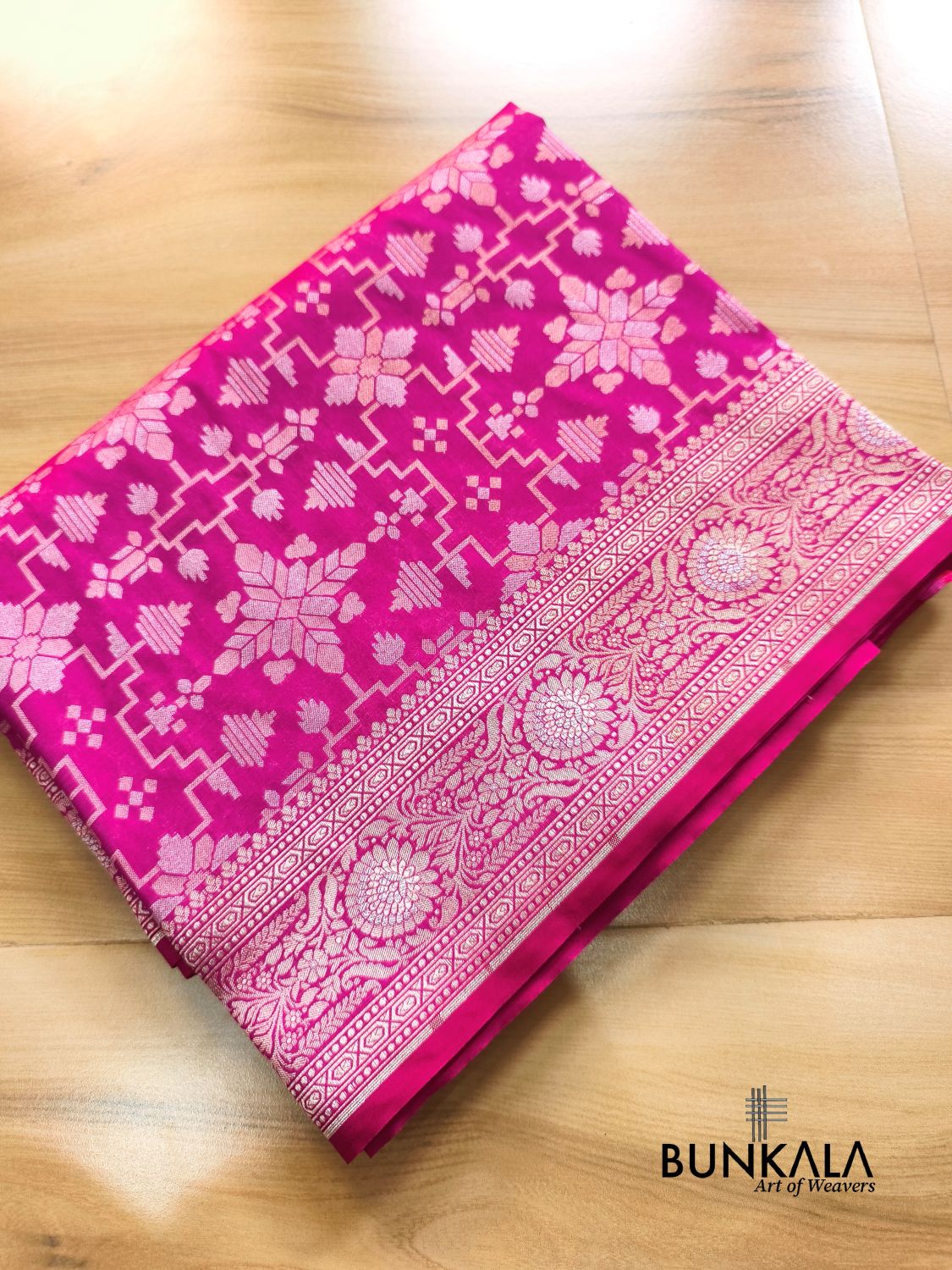 Pink Ektara Banarasi Jamdani Weaved Silk Saree